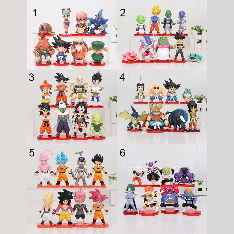8 шт./компл. 3-10 см Dragon Ball Z WCF Сон Гоку Чичи DWC Gohan Piccolo Vegeta Nappa Raditz Freeza ПВХ фигурка модель игрушки