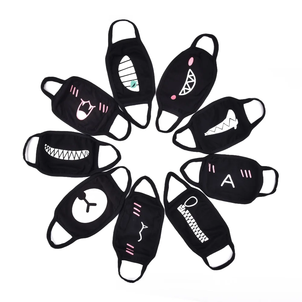 Черные маски для лица 9 шт./компл. мультяшная аниме Kpop маска женщин мужчин детей со