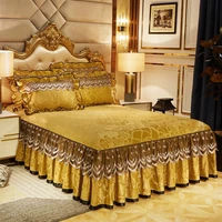 3pcs luxury bedding set warm soft bed spreads heightened bed skirt adjustable linen sheets queen king size cover with pillowcase