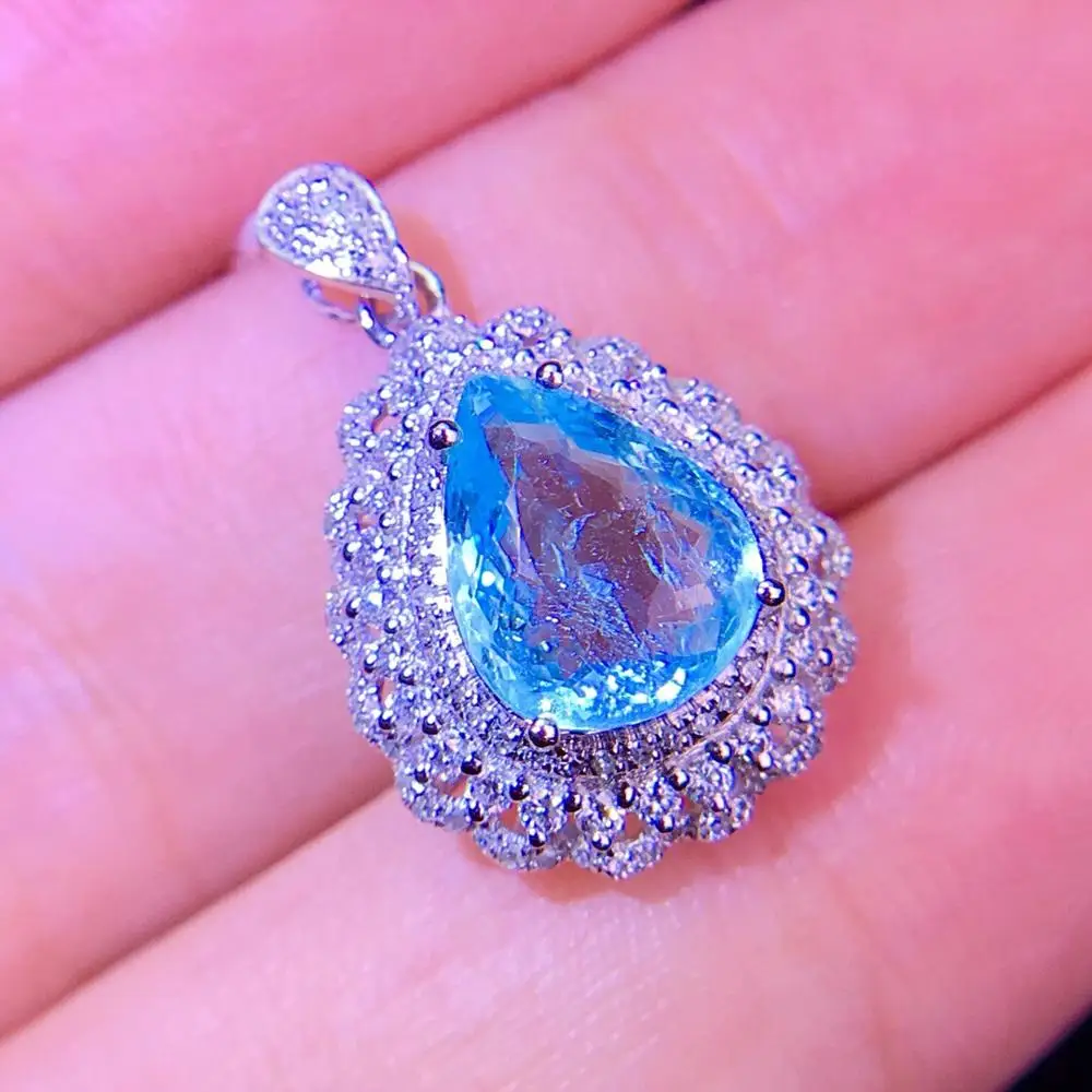 Турмалиновая подвеска Paraiba из натурального золота 18 К 100% натуральный турмалин 2