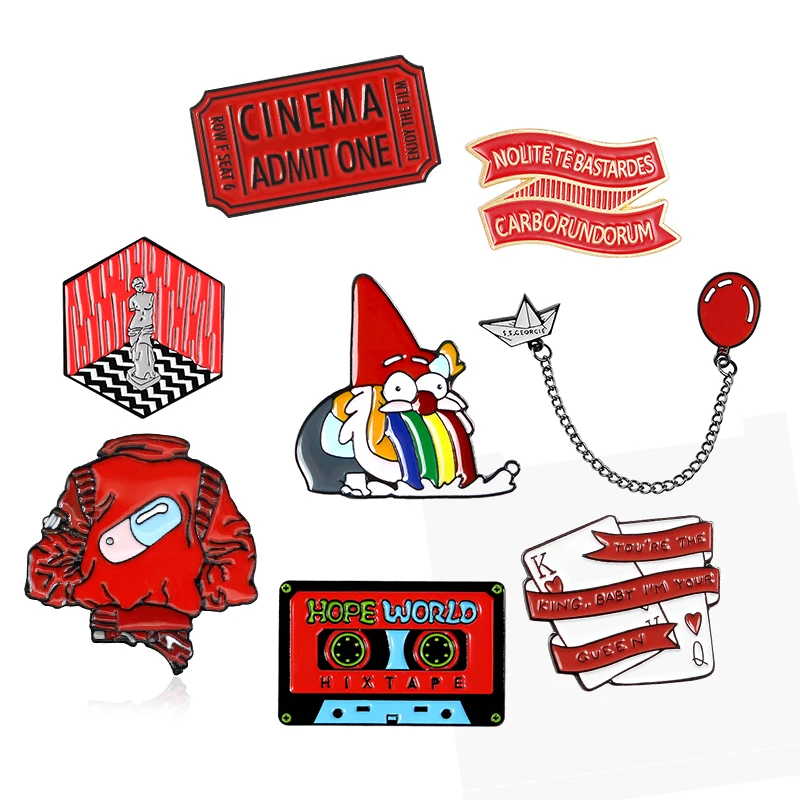 Красная эмалированная булавка лента Радужная магнитная Санта Клаус шар бумажная