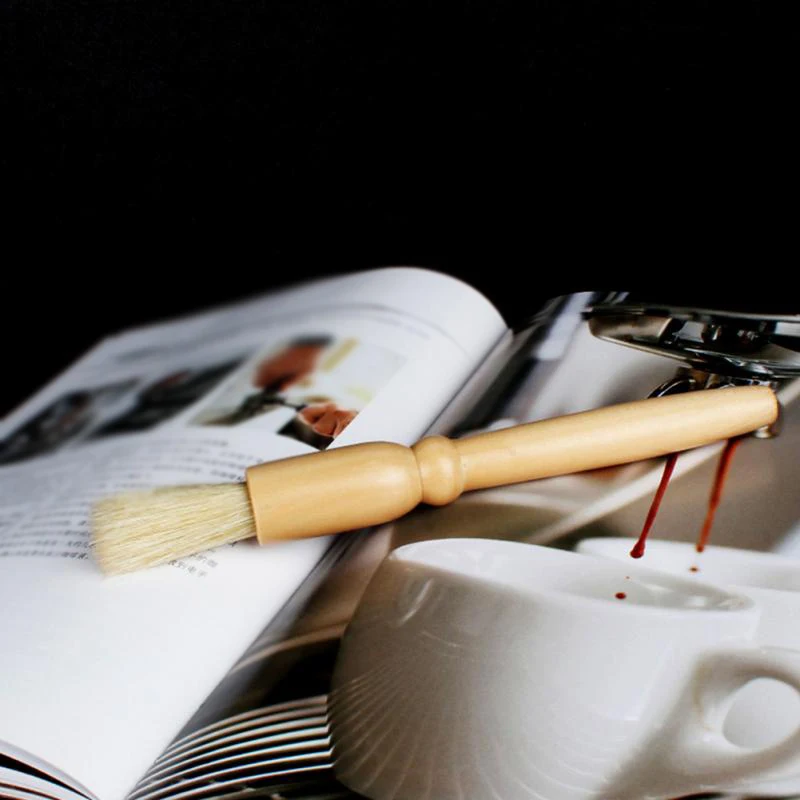 Высококачественная кофейная щетка с деревянной ручкой натуральная щетина