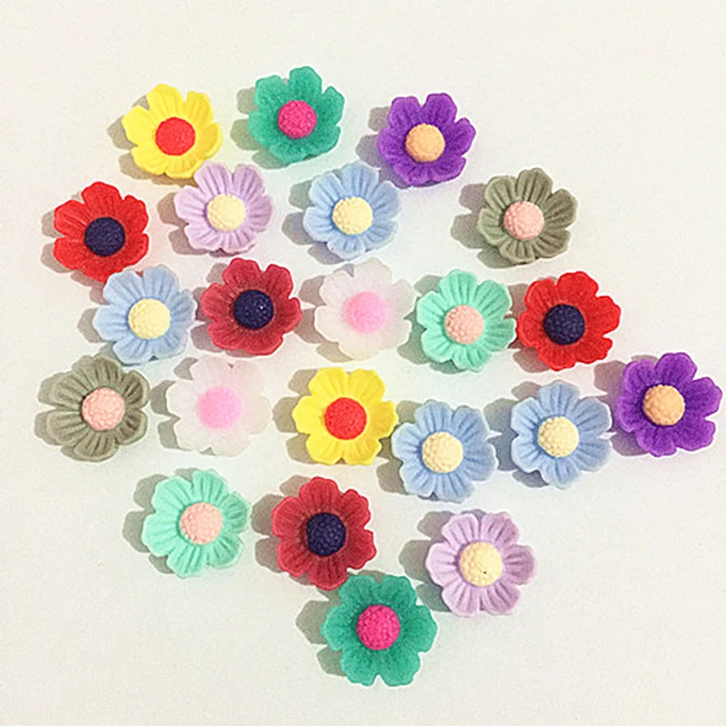 

100Pcs 14mm mix Resin Flowers Decoration Crafts Flatback Cabochon For Scrapbooking Kawaii Cute Diy Accessories