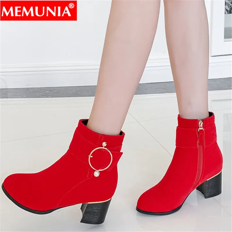 MEMUNIA/Большие размеры 34 48 новые женские ботинки осенне зимняя обувь на молнии