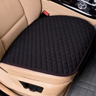 Льняные Чехлы для автомобильных сидений, черный чехол для переднего сиденья автомобиля, противоскользящие тканевые накладки