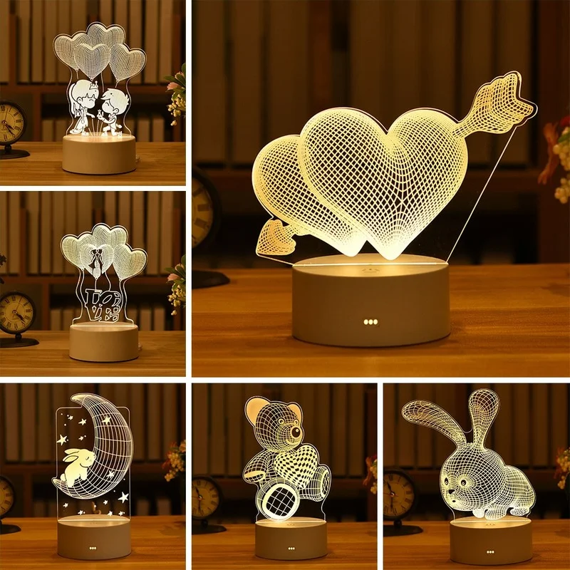 

Love Bear 3D Acrylic Night Light LED Art Sign Bedroom Decor Rainbow Hanging Night Lamp Home Party Holiday Decor Xmas Gif
