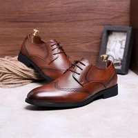 high quality mens casual luxury brand dress shoes fashion brock carved leather mens soft sole comfortable breathable british
