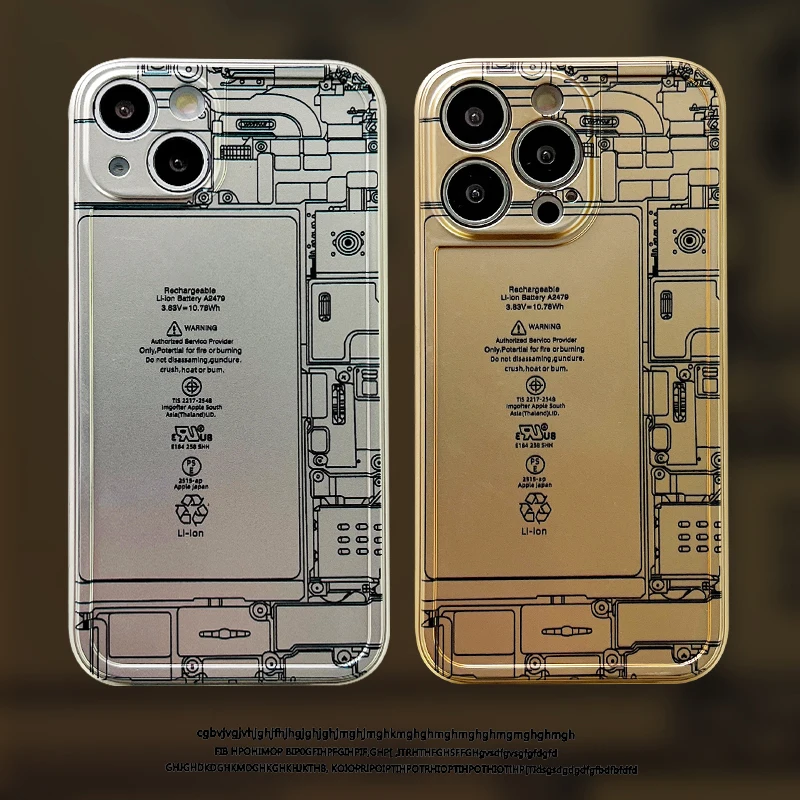 

Creative Battery Backplane Case For iPhone 11 12 13 Pro Max Mini 7 8 Plus XR X XS MAX Trend Creative Luxury INS Original Cover