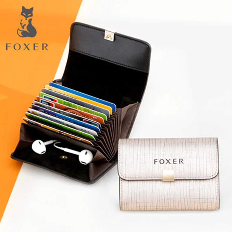 FOXER бренд леди ID Чехол короткий стиль мини кошелек Бизнес держатель для карт женский кошелек водительские права чехол