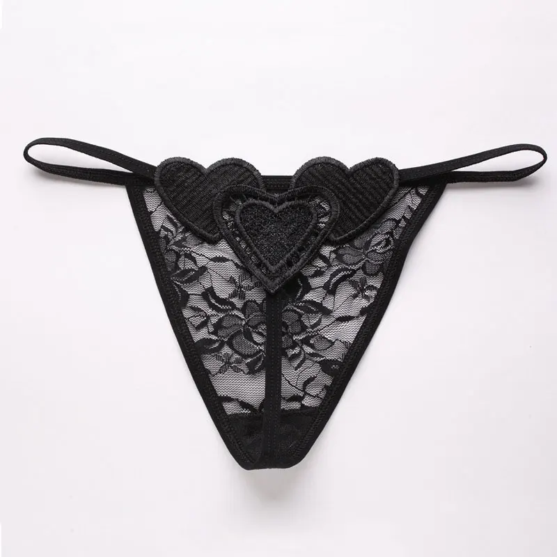 

Sexy Cut-Out Women Underwear Cross Belt Thong Heart-shaped Decoration T Pants
