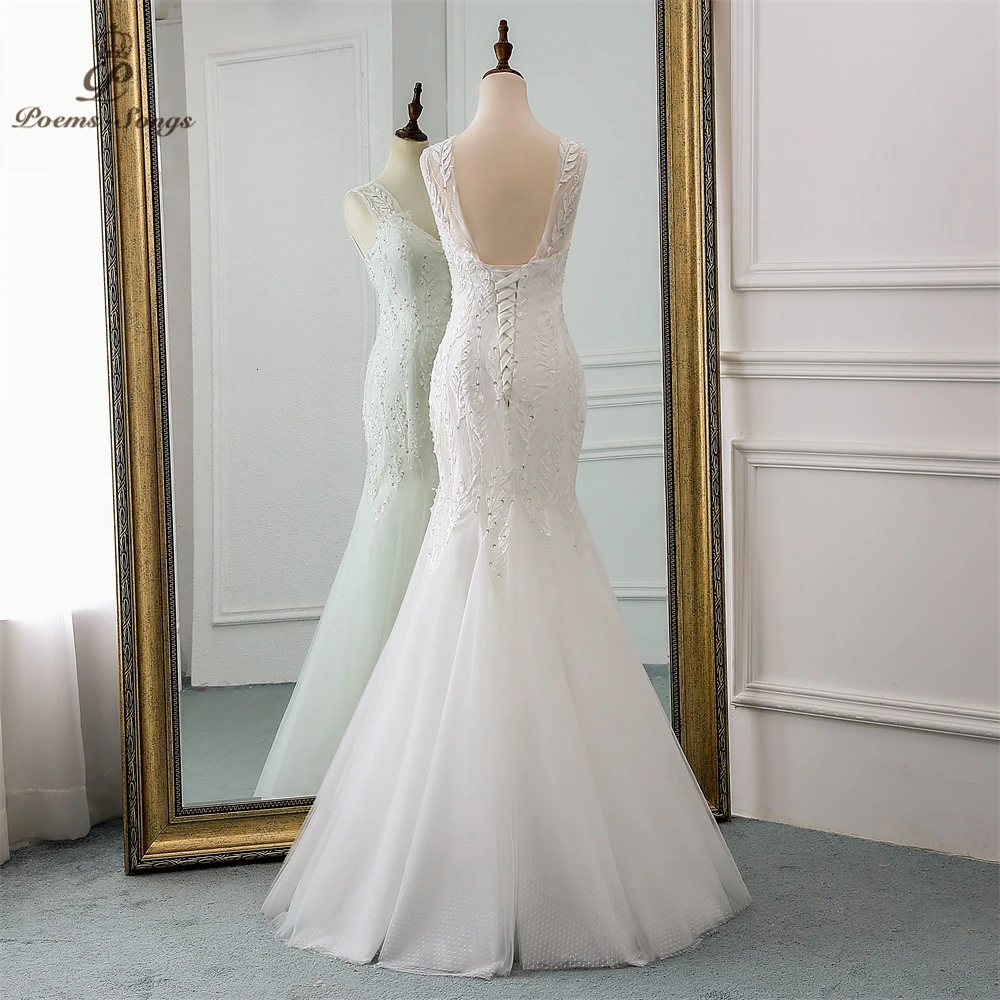 PoemsSongs новое красивое расшитое блестками кружевное свадебное платье robe mariage Vestido de noiva Свадебные платья Русалка robe de mariee