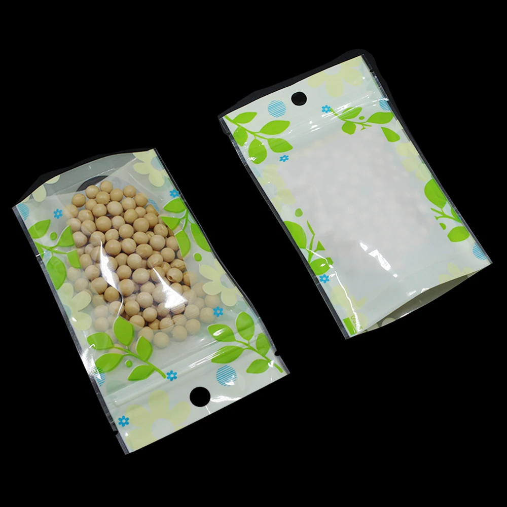 Пластиковый пакет с застежкой молнией упаковка принт листьями стоячий