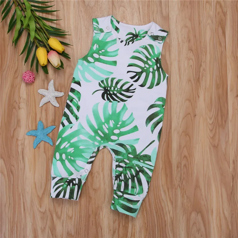 Детский комбинезон без рукавов с банановыми листьями на возраст от 0 до 24 месяцев
