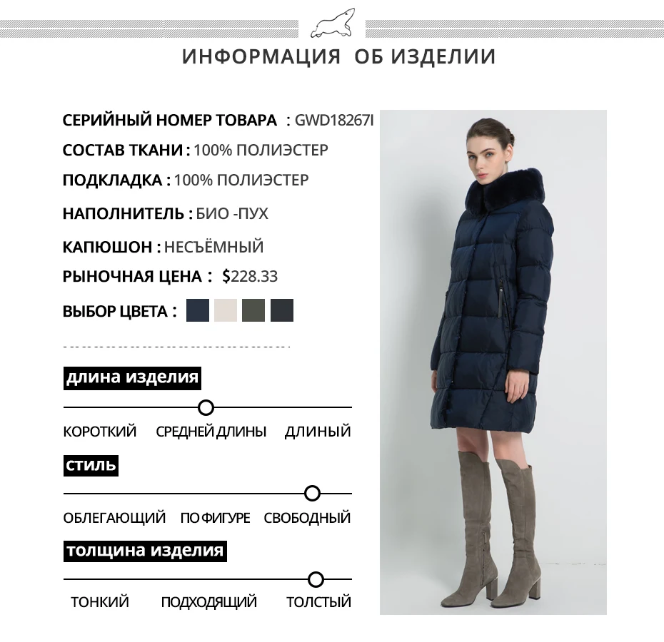 Новая зимняя Женская куртка высокого качества меховой воротник из кролика Рекс Женские пальто Модные женские куртки утолщенные женские GWD18267