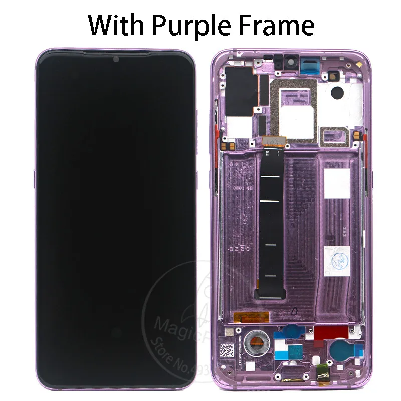 With Purple Frame Для xiaomi mi 9 mi 9 ЖК-дисплей 6,39 ''AMOLED ЖК-дисплей для xiaomi 9 ЖК-дисплей кодирующий преобразователь сенсорного экрана в сборе+ Инструменты - Цвет: With Purple Frame