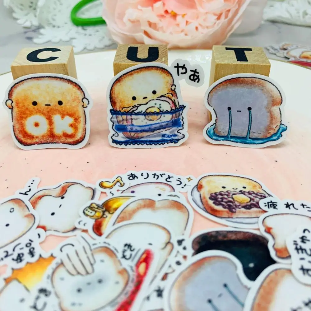 42 PCS Cute bread toast expression paper stickers crafts and scrapbook children's toys book decoration DIY | Игрушки и хобби