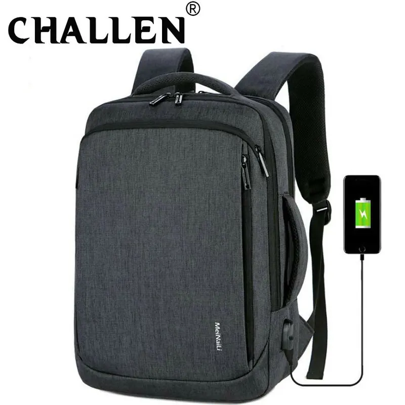 

Новый водонепроницаемый простой модный мужской рюкзак из ткани Оксфорд, многофункциональная дорожная деловая сумка с usb, рюкзак для ноутбу...