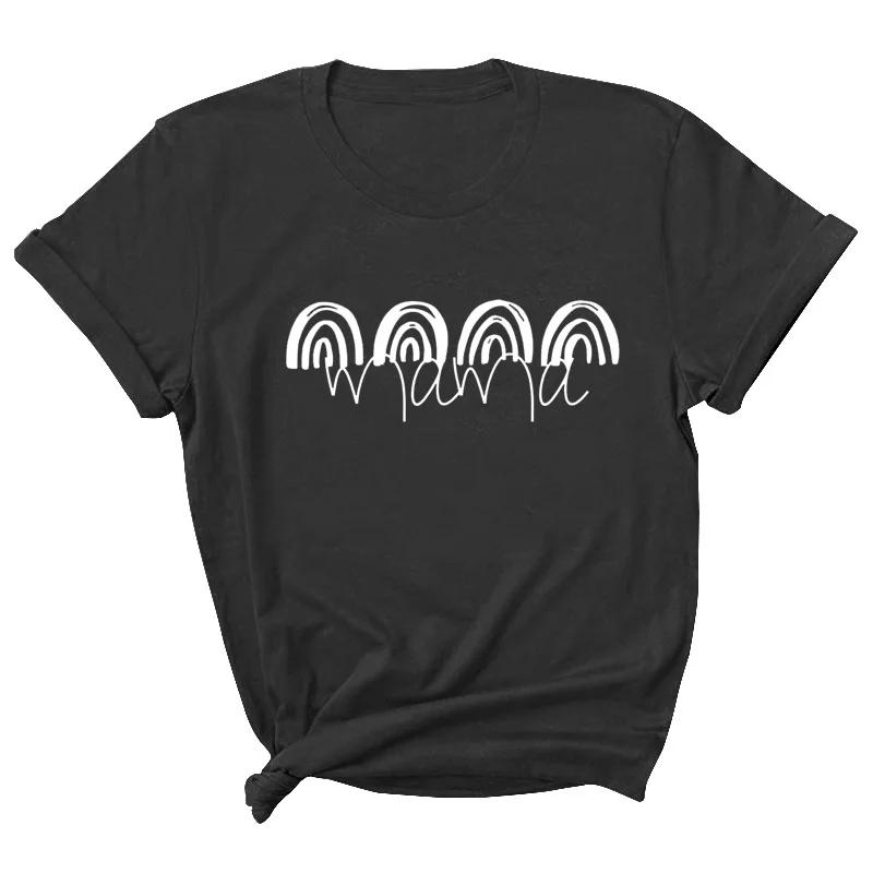 

Rainbow mama Letter Print Women T Shirt Short Sleeve O Neck Loose Women Tshirt Ladies Tee Shirt Tops Clothes Camisetas Mujer