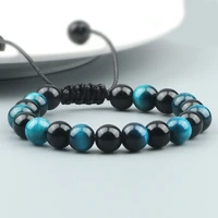 high quality blue tiger eye stone bracelet adjustable size braided onyx beads bracelets%ef%bc%86bangles men minimalist jewelry pulseras