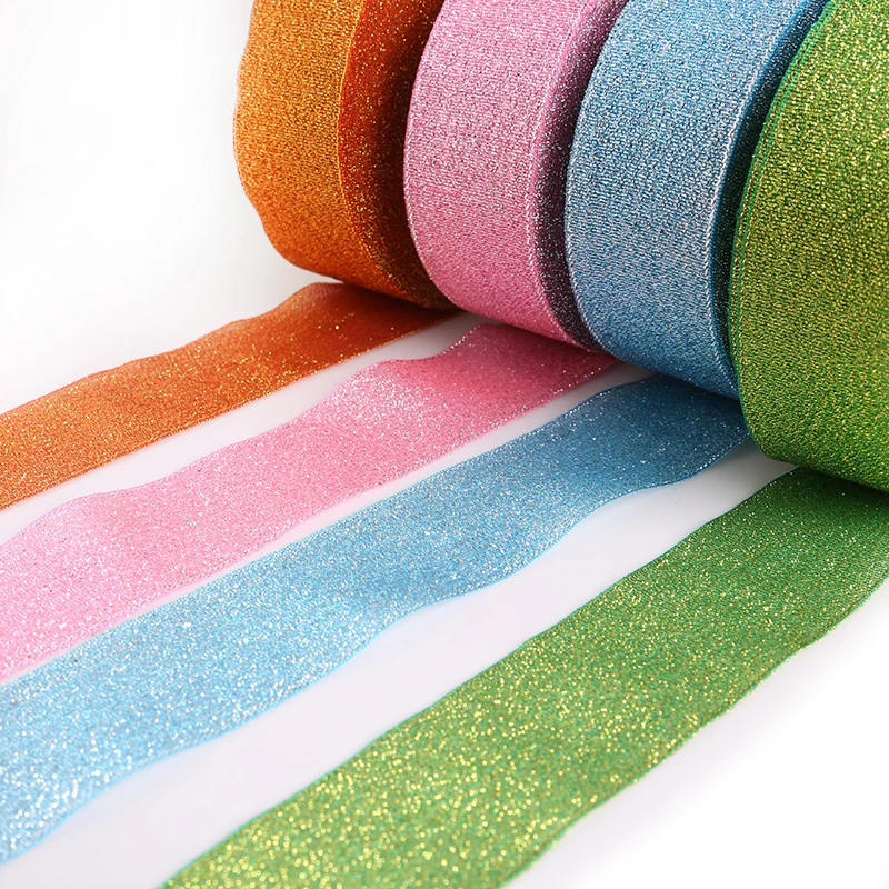 25 ярдов/ширина сумки 38 мм металлическая лента из органзы с блестками тесьма для