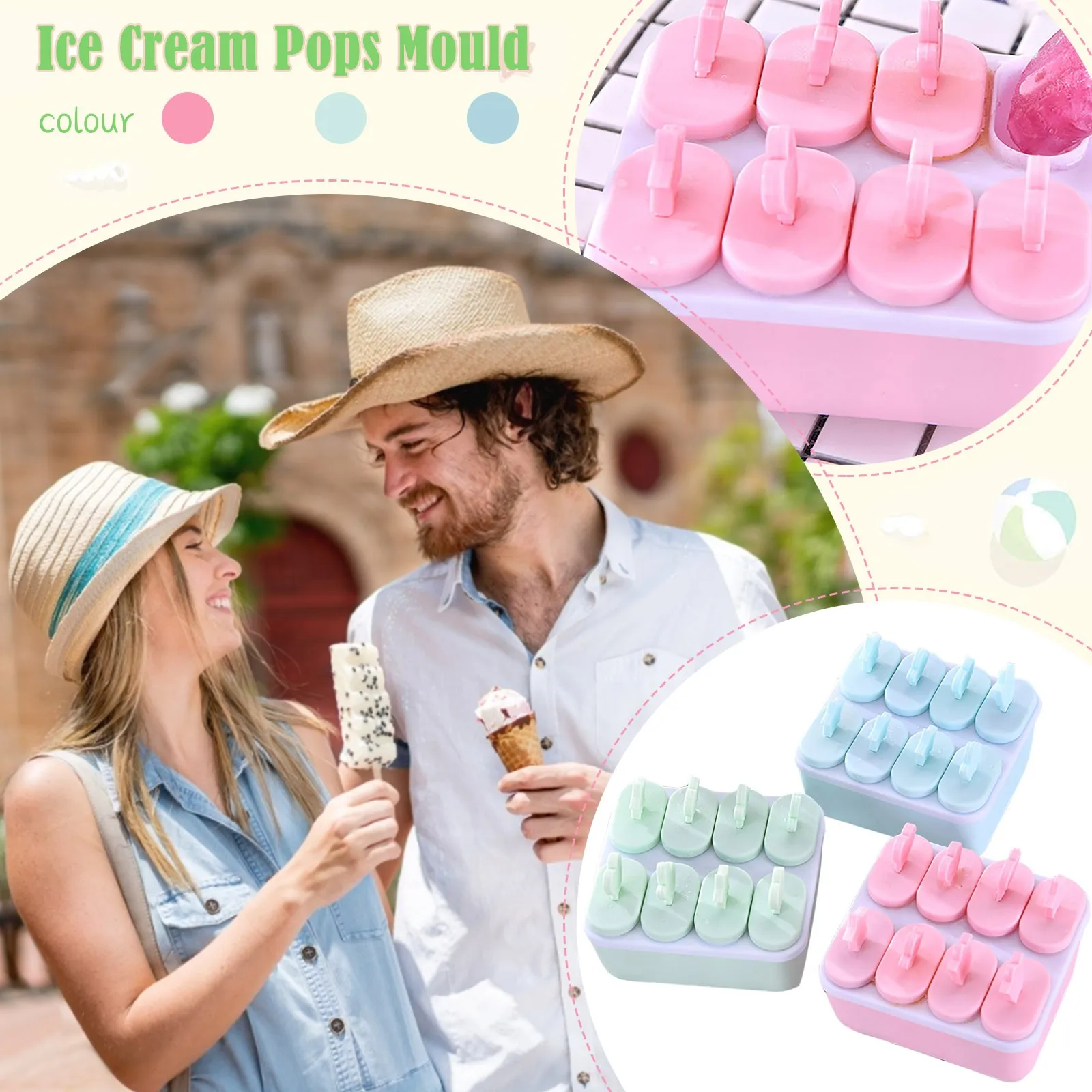 

8pcCell Silicone Ice Cream Molds Chocolate Molds Ice Cube Tray Food Safe Popsicle Maker DIY Homemade Freezer Ice Lolly Mould