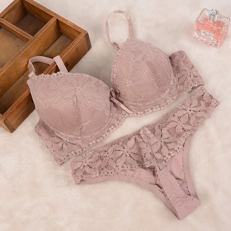 

Sexy Lingerie Lace Bow Bra+G-string Thong Set Fashion push up Women Sleepwear Underwear Women Sexy Bra sets