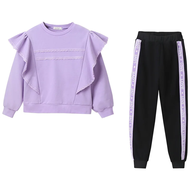 

Loose Two Piece Cotton Spring Autumn Teens Children Clothes Baby Girls Suit Pants +Sweatshirts Kids Toddler Outwear High Quality