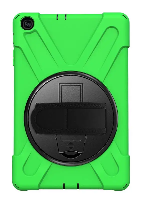 green ST Чехол для Samsung Galaxy Tab A 10,1 чехол T510 T515 планшет, детский безопасный сверхмощный вращающийся ремешок/подставка+ плечевой ремень - Цвет: green ST