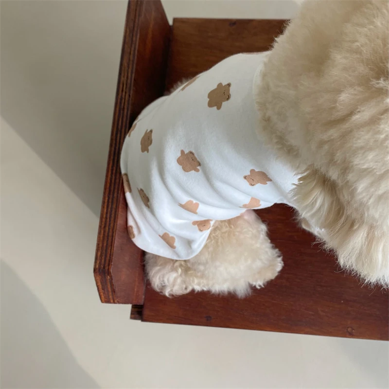 

Summer Toddler Five-Color Bear Printed Cute Soft Vest Puppy Bichon Cat Top Pure Cotton Pet Clothes