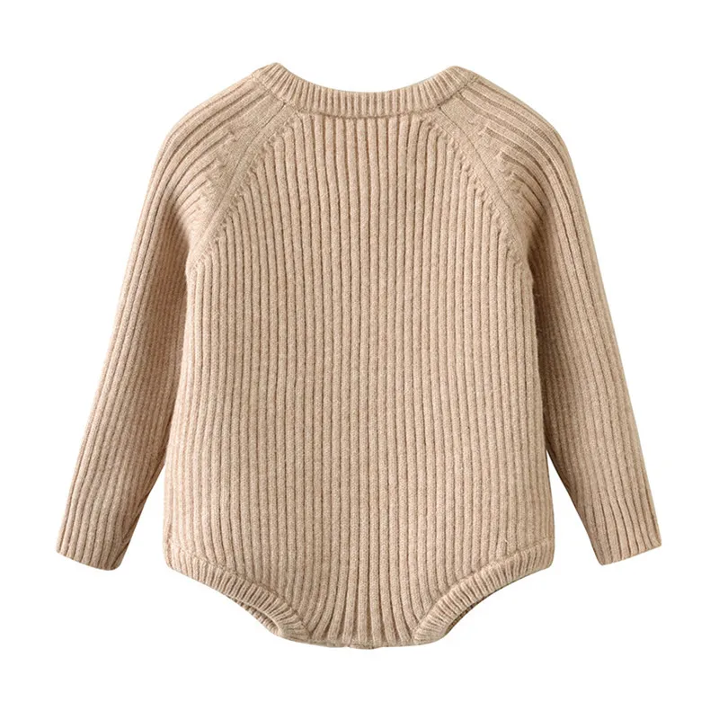 Вязаный детский комбинезон свитер сезон весна-зима для новорожденных с длинными