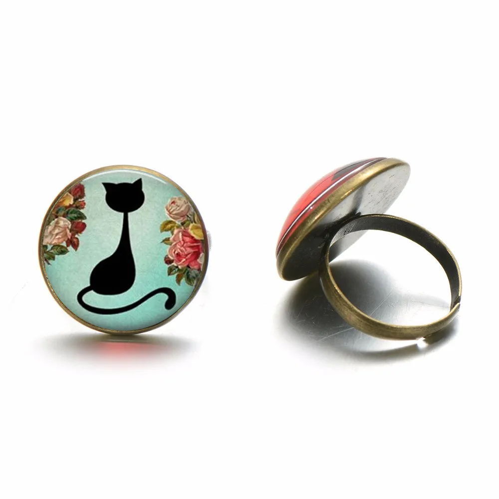 SONGDA милый котенок и зонтик Lover стекло Кольца с кабошоном для женщин обручальное