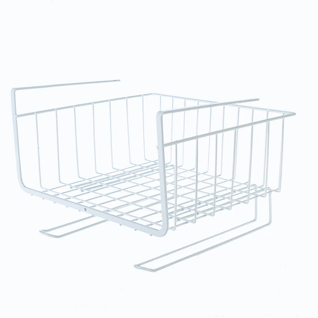 

40# Kitchen Storage Bin Under Shelf Wire Rack Cabinet Basket Iron Storage Tableware Organizer Holder Stand Kitchen Tools Hanging