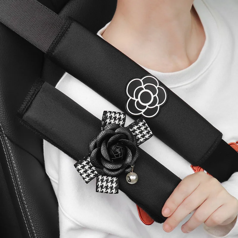 Bowknot Universal Car Safety Seat Belt Cover Pearl Flower Ice Silk Auto Shoulder Pad Styling Seatbelts Protective Car Accessorie