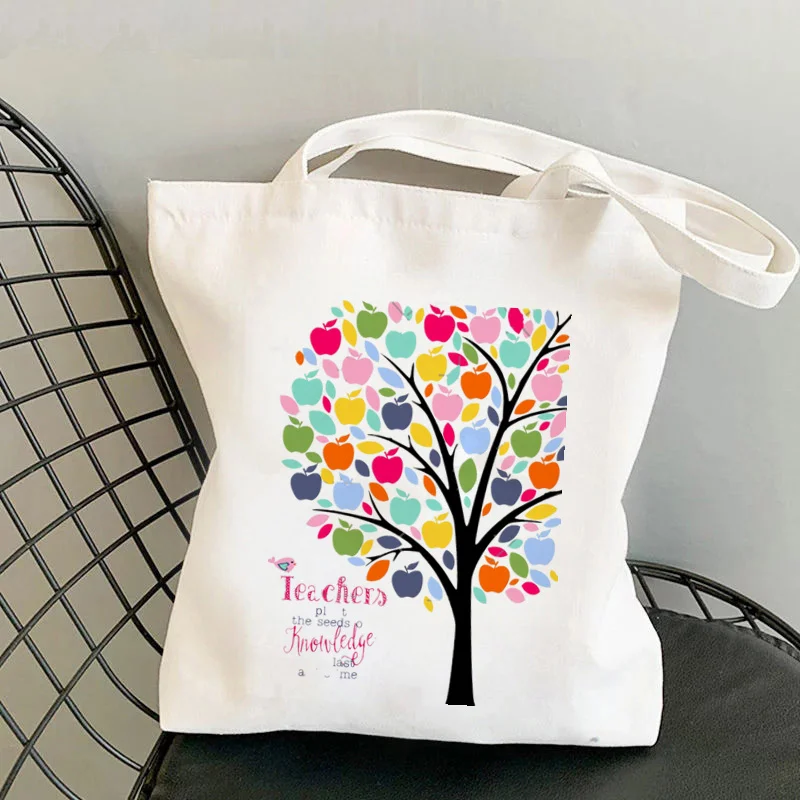 

Женская сумка для покупок учитель растет Семена знаний Радуга яблоко сумка Холст сумка для покупок женская сумка