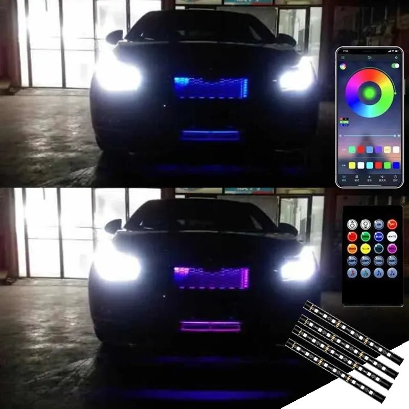 

Waterproof 12V Car Bumper Grilles Decorated Light Bar RGB LED Strips Multicolor 5050SMD Light Music sound Control Multiple Lamp