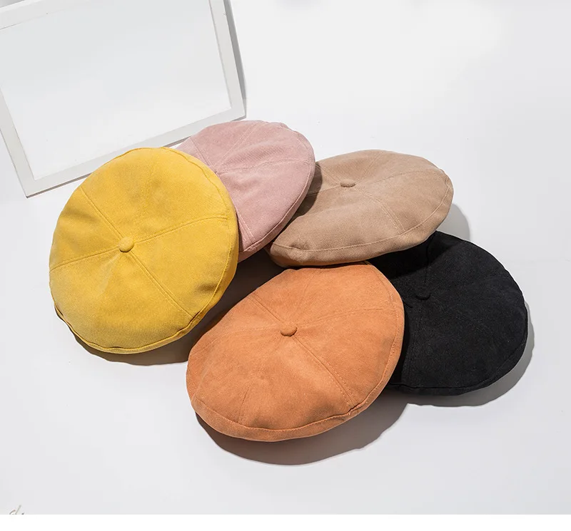 Вельветовая однотонная шляпа берет в японском Корейском стиле уличный головной