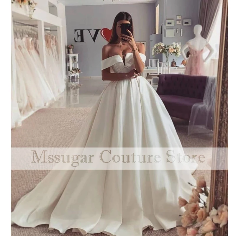 2021 простые трапециевидные свадебные вечерние платья с открытыми плечами