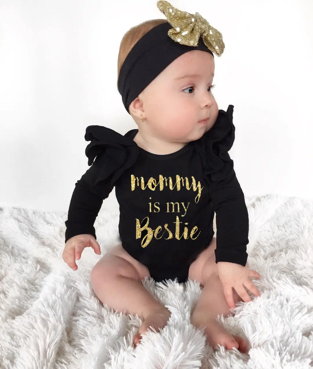 Боди с длинными рукавами и принтом mommy is my bestie для детей 0-18 месяцев + повязка на