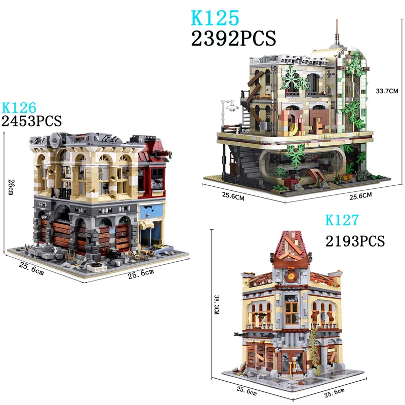 

K125 K126 K127 City Street Apocalypse Downtown Diner Restaurant MOC-40173 Building Blocks Bricks 2392PCS Gift for Toys