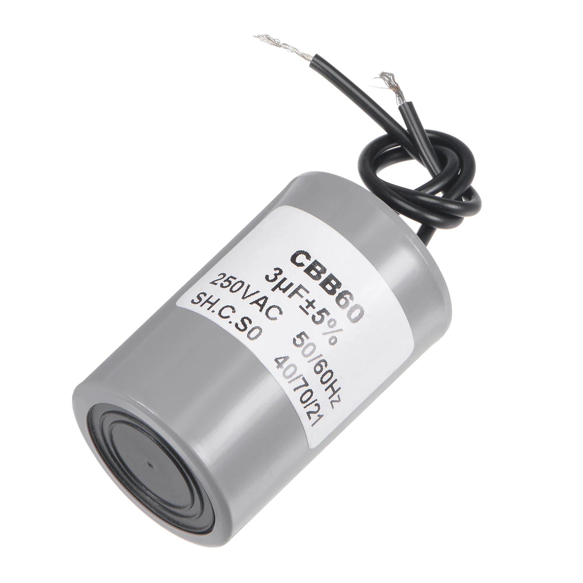 

Uxcell CBB60 Run Capacitor 3uF 250V AC 2 Wires 54x34mm for Compressor Pump Motor