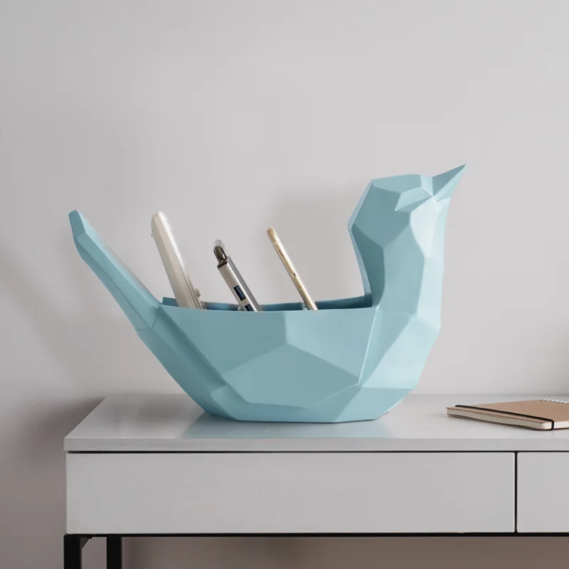 resin bird statue storage box office tools mobile phone stationery organizer of home decor modern desktop ornaments free global shipping
