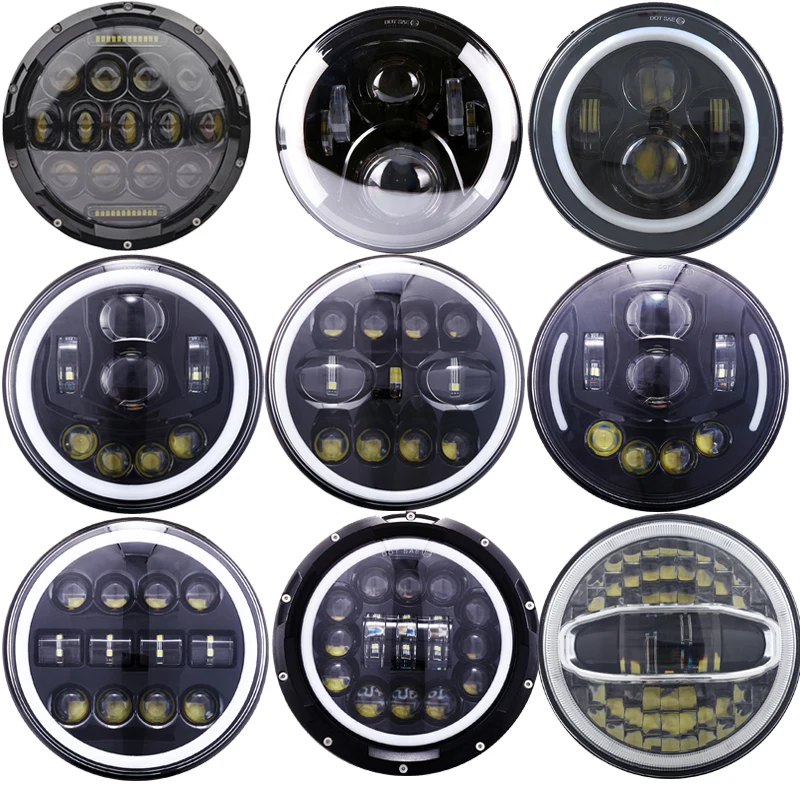 Мотоциклетная 7 дюймовая светодиодная фара &quotLED DRL H4 Halo Ring Янтарная Поворотная