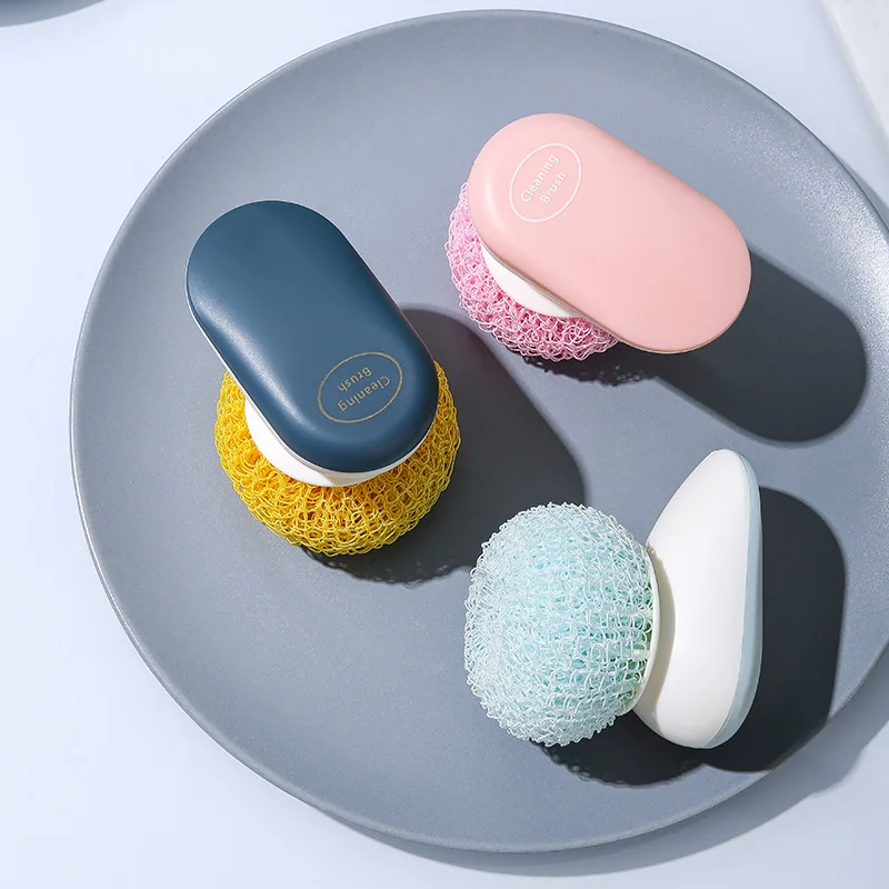

1 Pcs Refillable Detachable Nano Wire Ball Cleaning Brushes Dish Washing Tools For Pans Cups Bowl Scrubber Kitchen Accessories