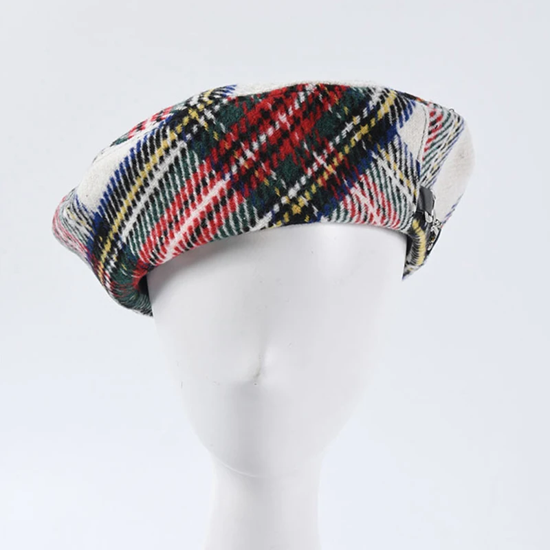 Новинка 2020 винтажный шерстяной клетчатый берет для женщин клетчатые японские