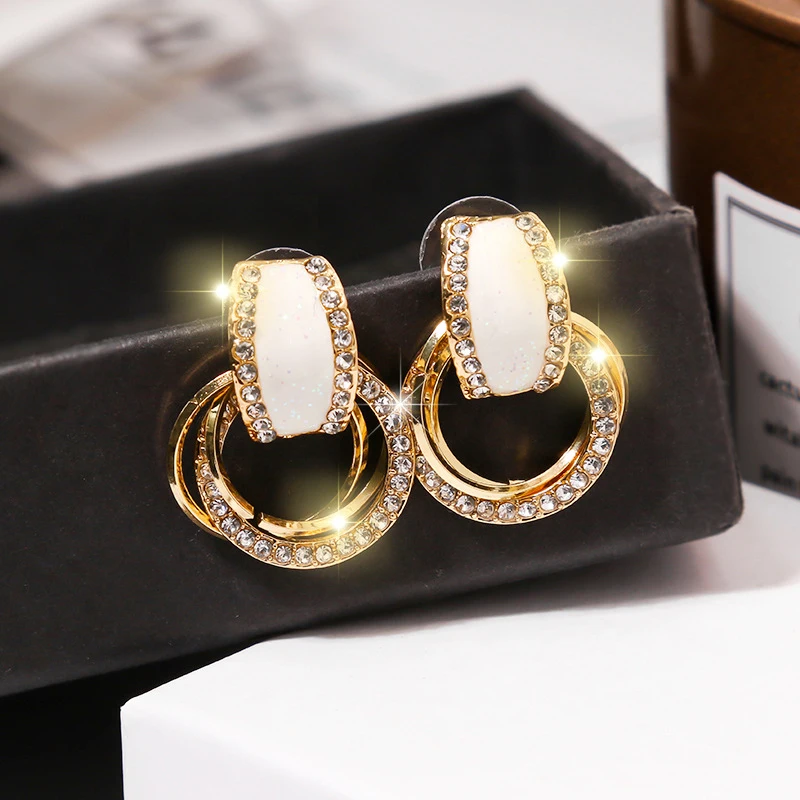 Блестящие высококачественные элегантные Кристальные сережки круглые серьги