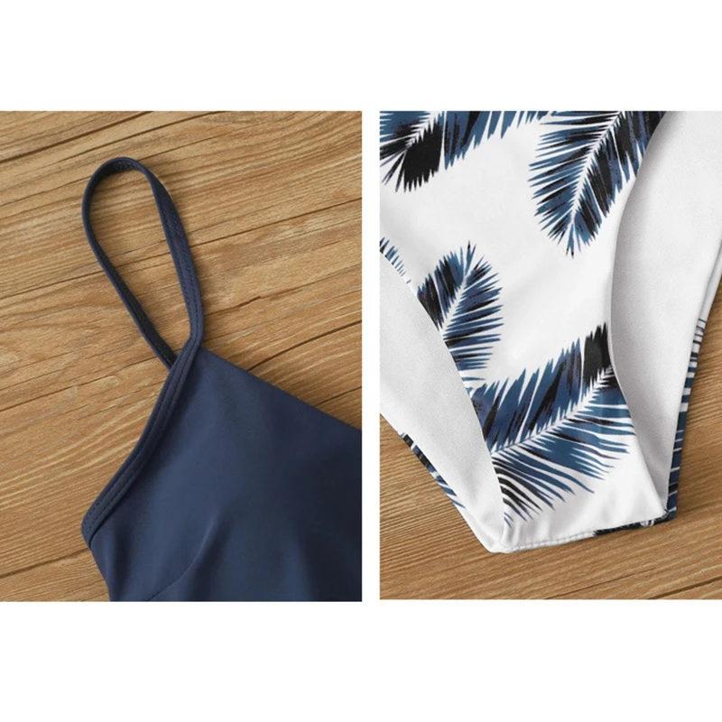 

2021 split swimsuit leaf print split sexy bikini split swimsuit for women swimwear women Bikini set beach wear
