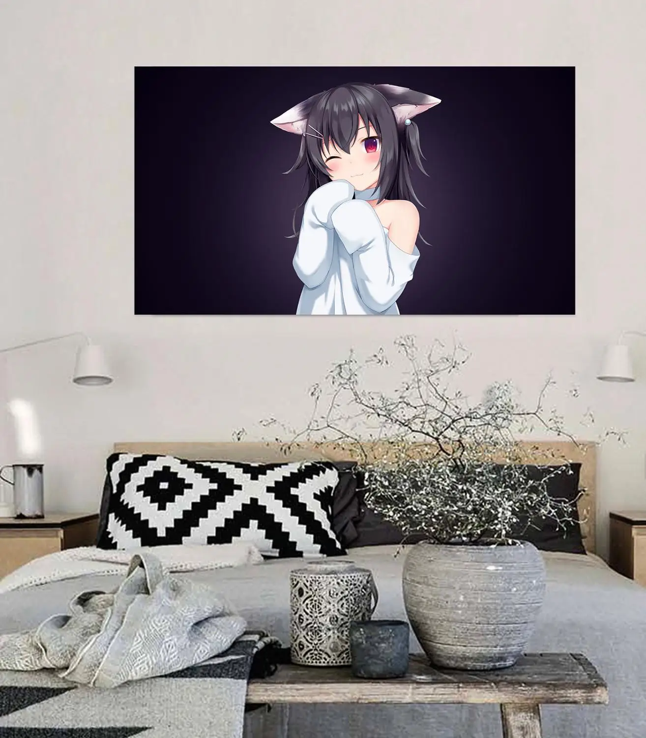 [Самоклеящиеся] 3D наклейки на стену с изображением черной кошки 124 японское аниме