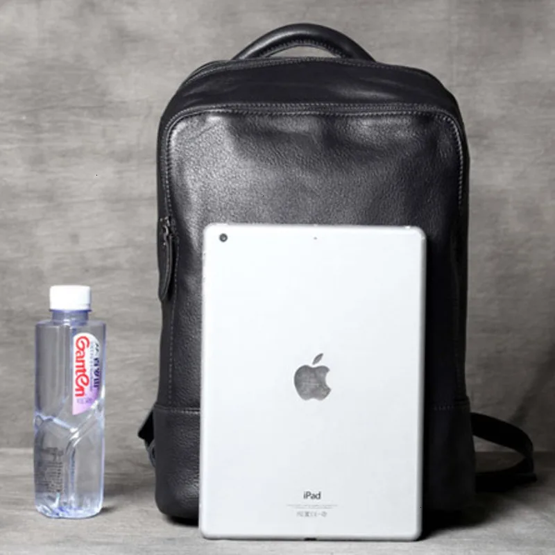 Men Genuine Leather Laptop Backpack Women Bags Retro Practical Handmade Man Bagpack Backpacks For Macbook Air 13.3 DELL HP ACER