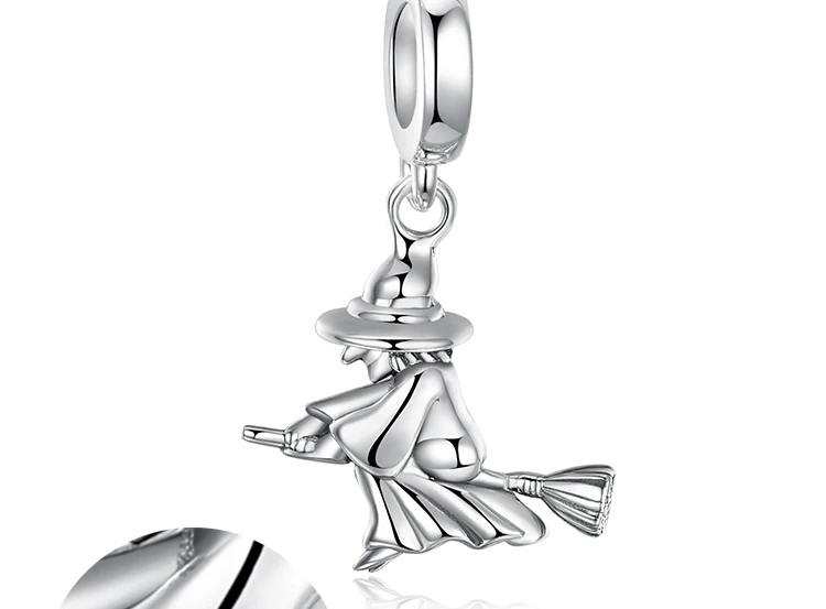 JewelryPalace 925 пробы серебро ведьма на метле подвеска в форме шара браслеты модные женские туфли DIY бисера Шарм Для Браслеты