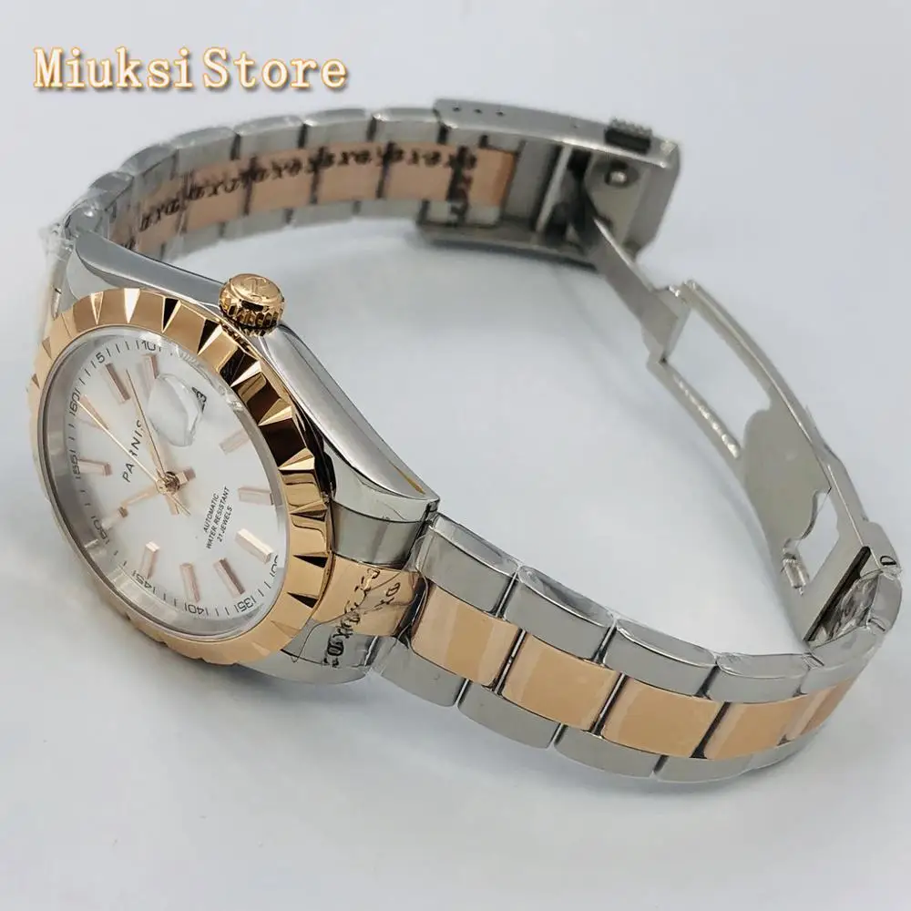 Parnis 2020 Новые мужские Роскошные водонепроницаемые часы из розового золота с